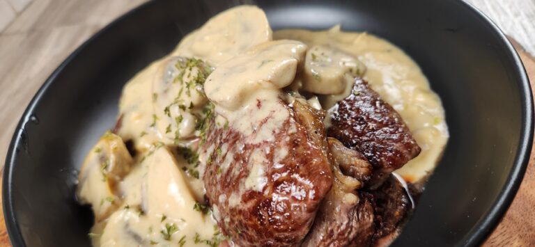 Ribeye Steak with Creamy Garlic Mushroom Sauce